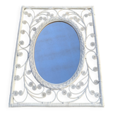 large white rattan mirror 77 x 60