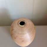 Vase ovoide soliflore en céramique beige vintage années 70