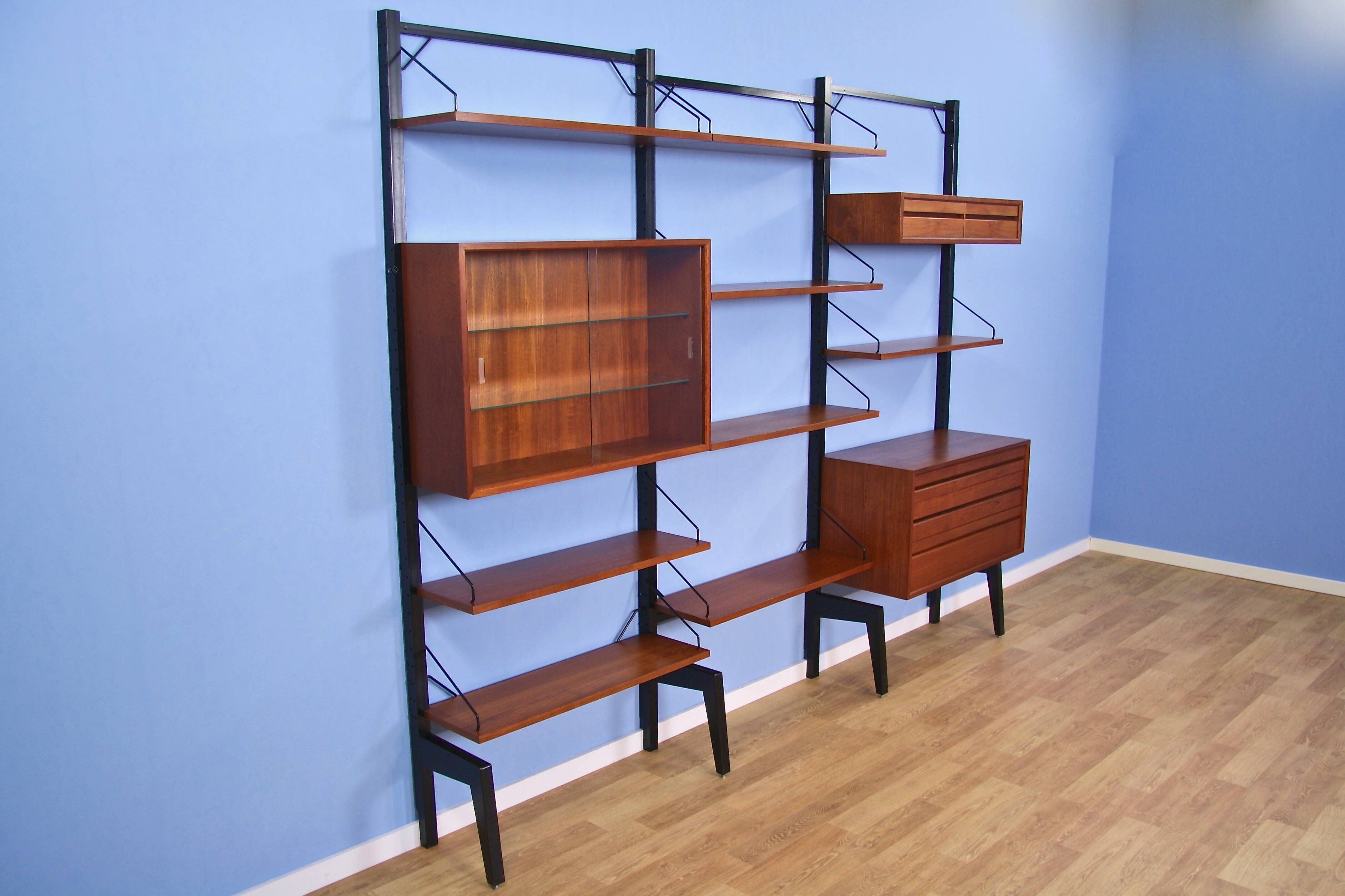 Teak wall unit by Poul Cadovius for Royal System Denmark, 1960s