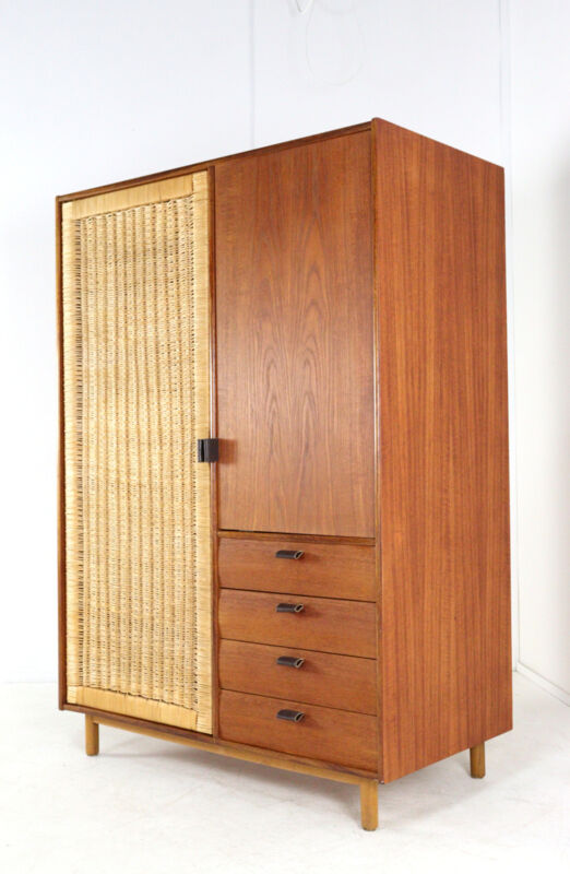 Sebastian Muggenthaler wardrobe - teak & Wicker - rare mid century design