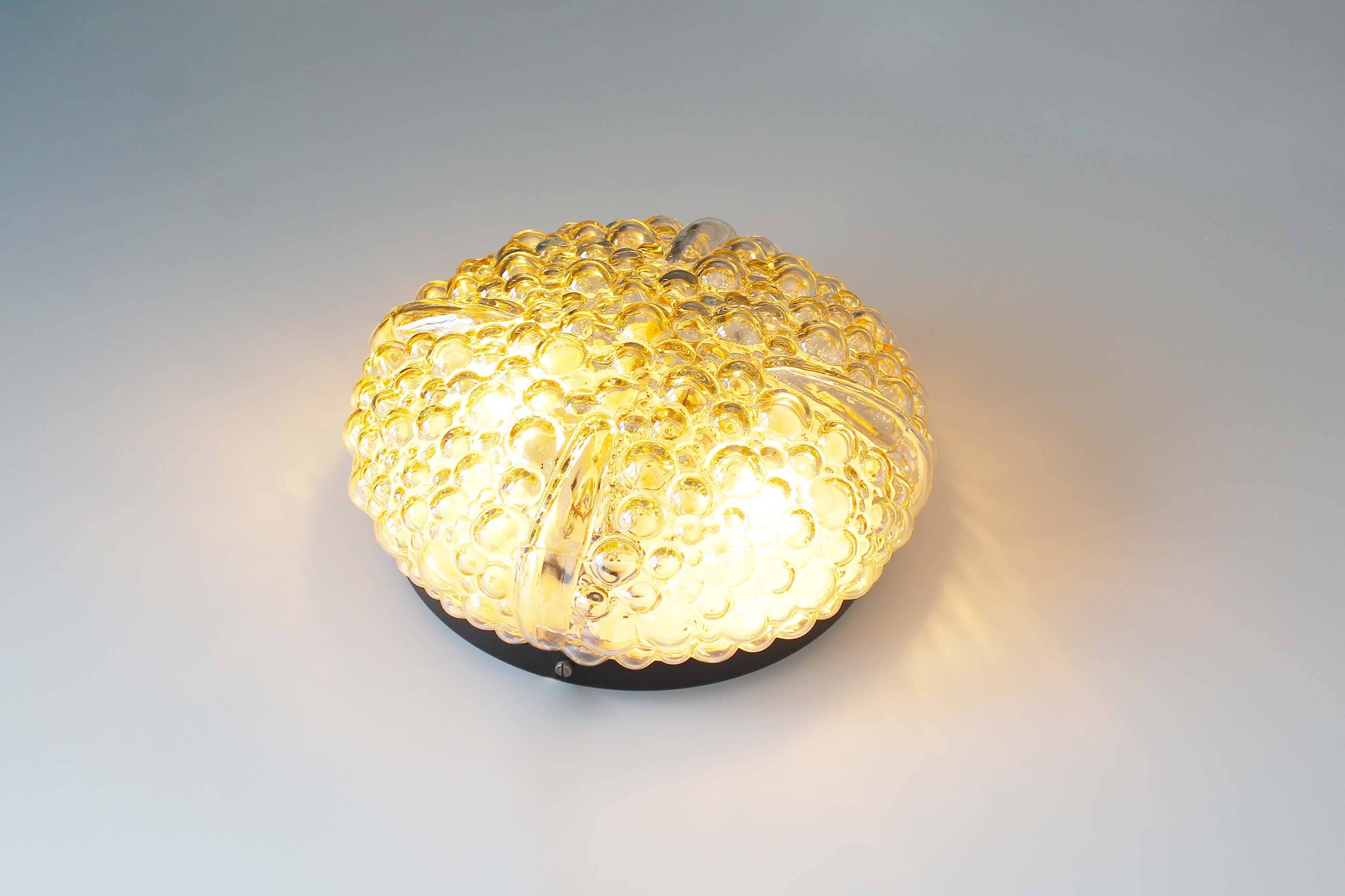 Luminaire encastré à bulles en verre de Murano par Helena Tynell pour Glashutte Limburg - Allemagne 1960
