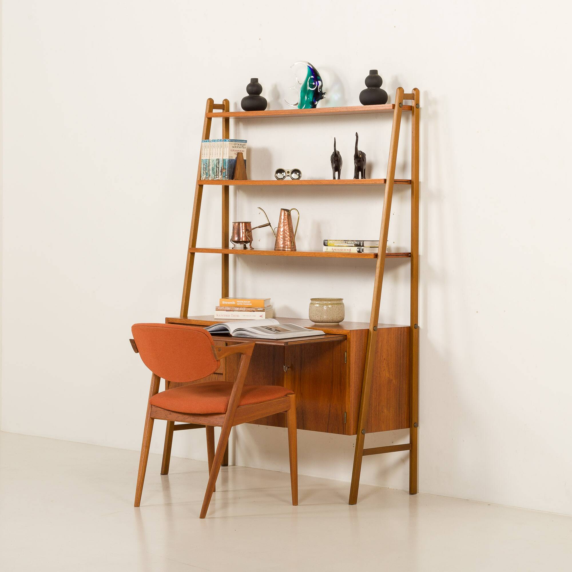 Scandinavian mid century bookcase with a desk, Sweden 1960s