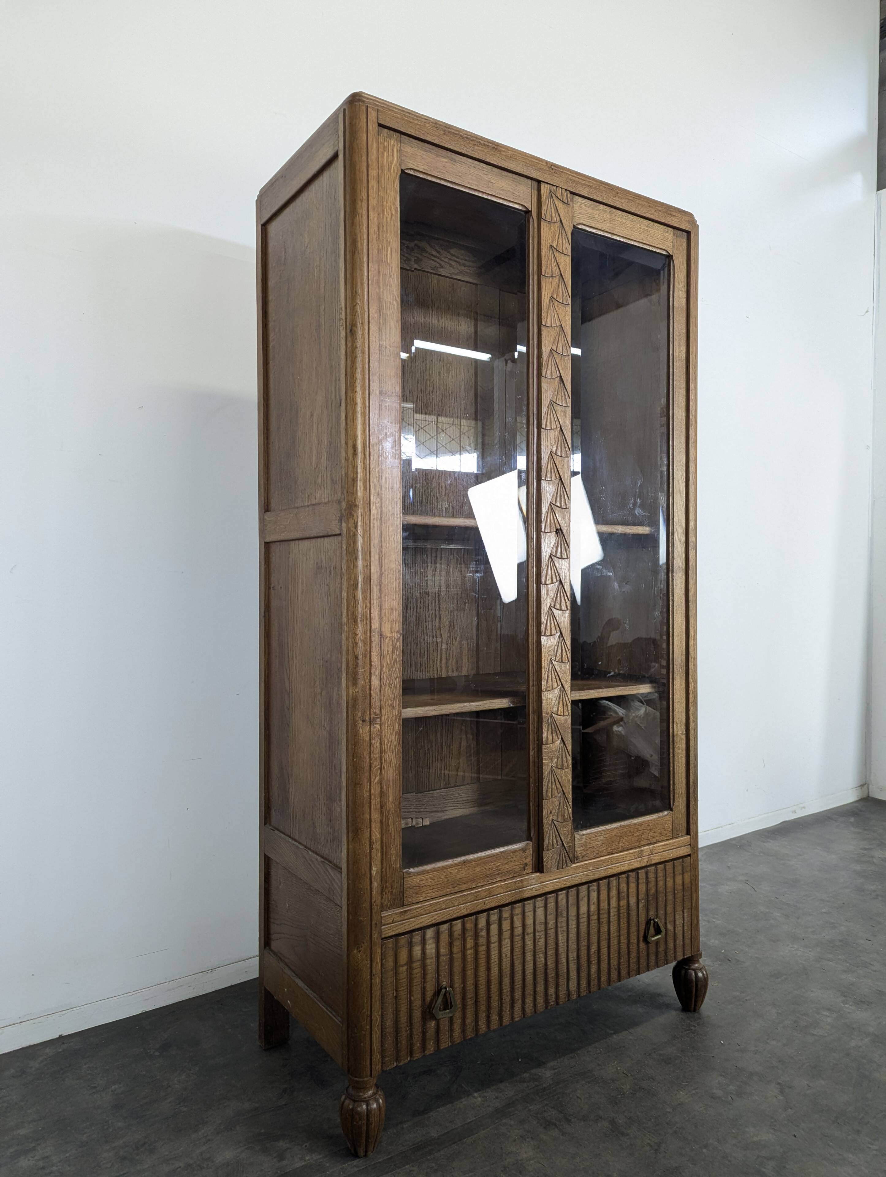 Art Deco style oak display cabinet