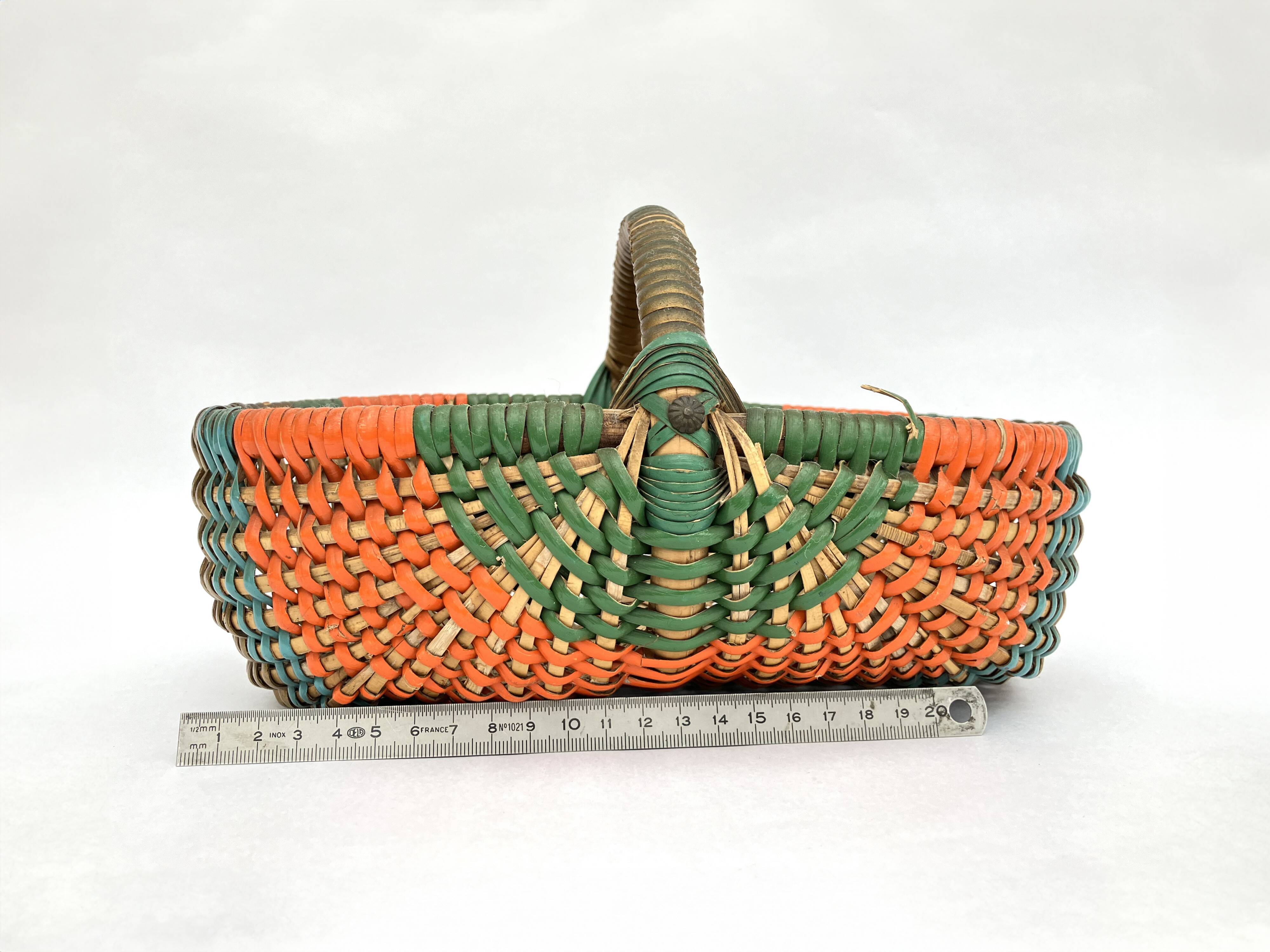 Rattan blade basket, circa 50-70