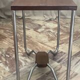 Art Deco pedestal table wood and chrome