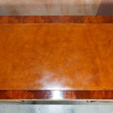 Restored antique Russian hardwood partner desk and leather armchair.