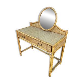 Bureau/console en rotin vers 1960