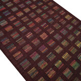 New indian kilim rug handwoven wool flat-woven burgundy area rug- 124x185cm