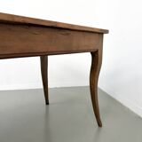 Farm table in solid cherry — Saber legs, Circa 1880