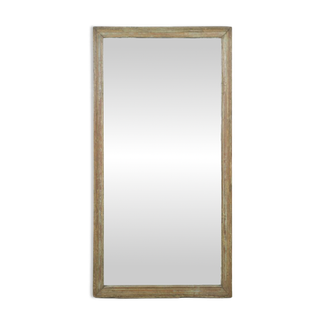 Large wall mirror with patinated solid wood frame