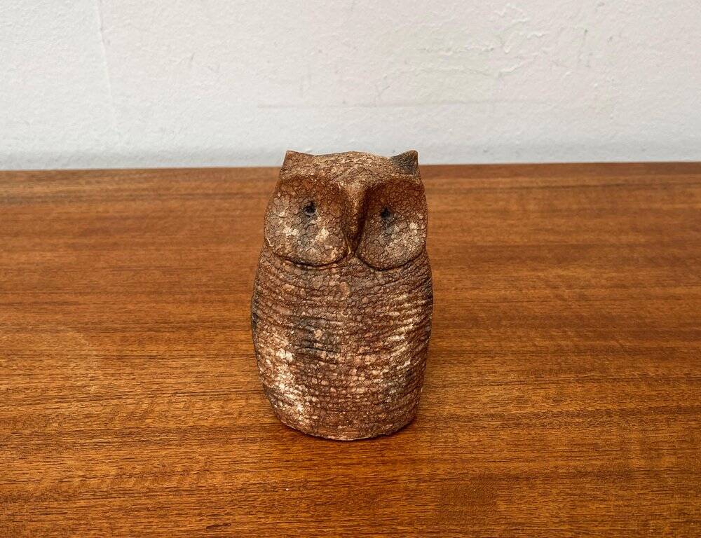 Owl sculpture in Italian pottery from the mid-century by Aldo Londi for Bitossi, 1960s.