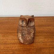 Owl sculpture in Italian pottery from the mid-century by Aldo Londi for Bitossi, 1960s.