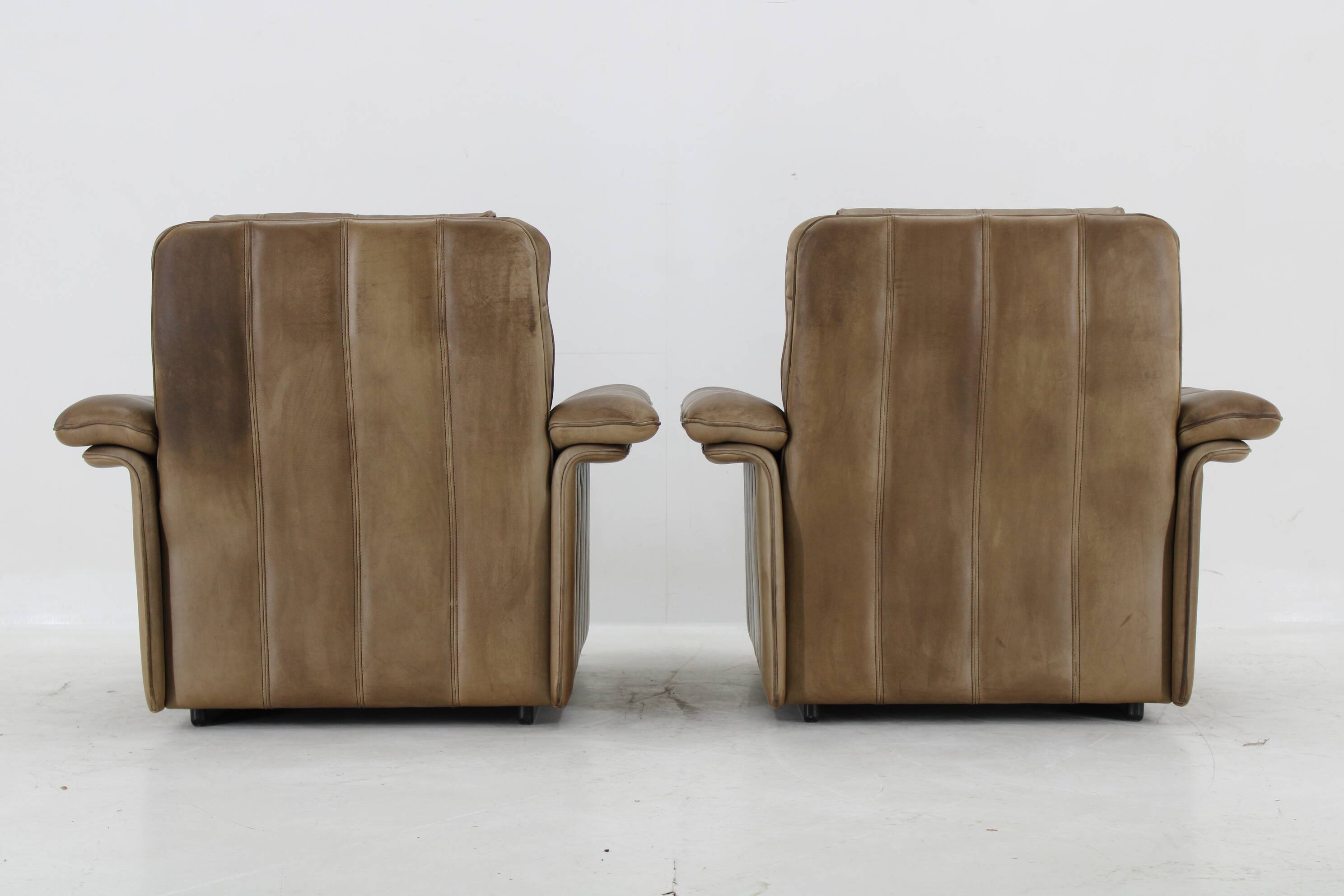 1970s Pair of Exclusive De sede Buffalo Leather Armchairs, Switzerland