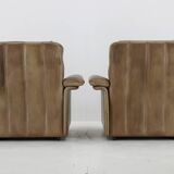 1970s Pair of Exclusive De sede Buffalo Leather Armchairs, Switzerland