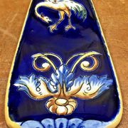 Ancienne pelle à gâteau Gien Renaissance fond bleu 1941/1950