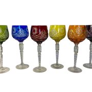 Arts de la table, série six verres Roemer en cristal XXème