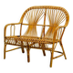 Elegant Rohé Style Vintage Design Rattan Bamboo Two-Seat Patio Sofa, 1950s.