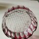 Large Val St-Lambert Ashtray/Vacuum Bin. Cranberry. Oval/Cross-hatched Patterns. Diam 15.5 cm