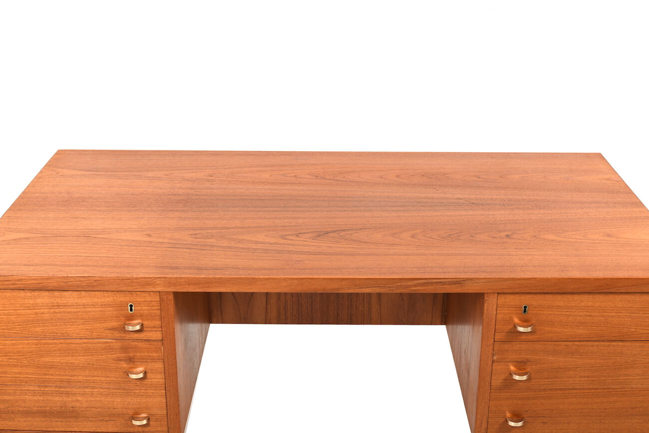 Mid Century Modern Danish Desk with Brass Handles