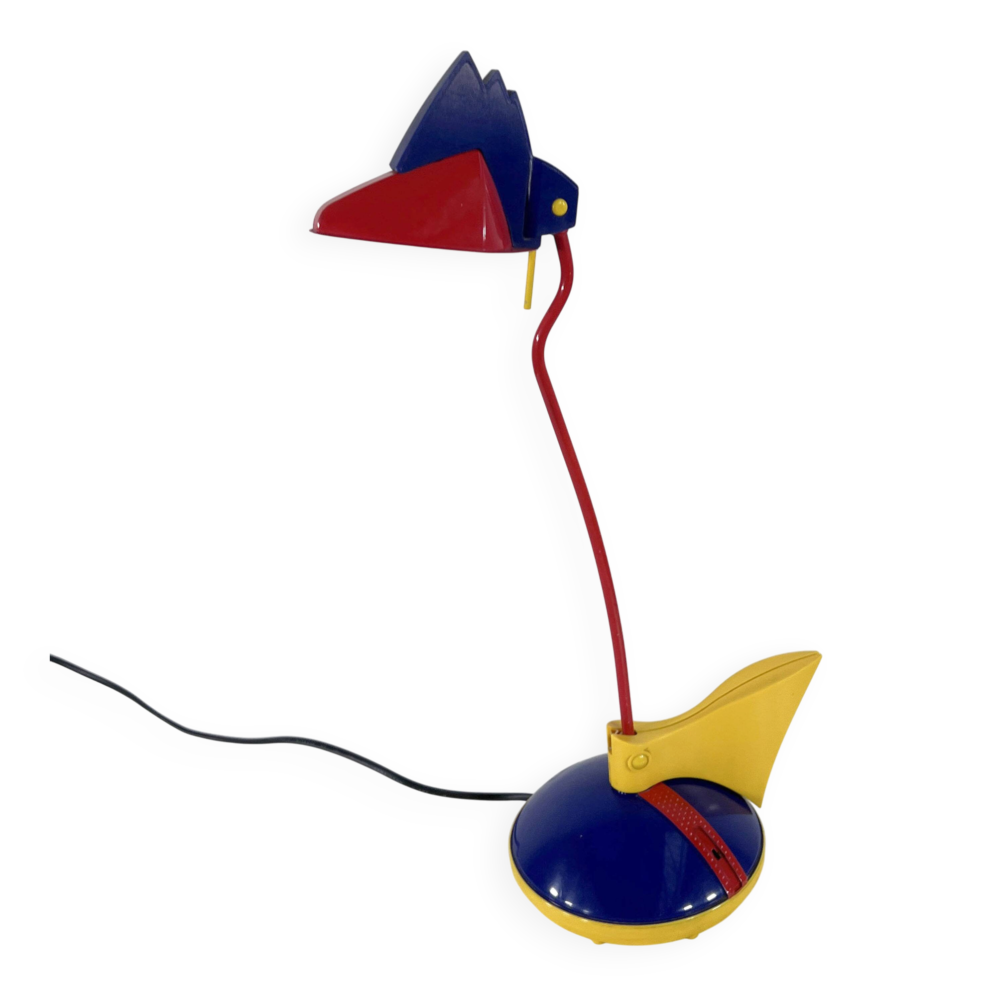Blue and red toucan desk lamp by Brilliant Leuchten Germany, 1980.