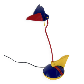 Lampe de bureau toucan bleu et rouge de brilliant leuchten Germany, 1980