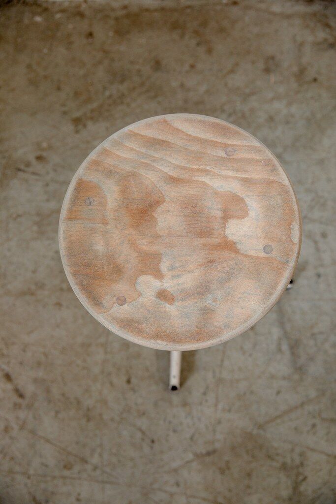 Industrial Cream Stool