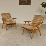 Pair of boomerang armchairs by antonin suman for ton (thonet)