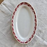 Old Ravier Céranord model Monty – Earthenware with geometric burgundy decoration