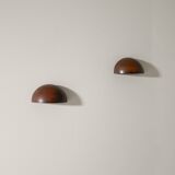 Pair of Round Vintage Danish Copper Wall Sconces Lamps, 1960s