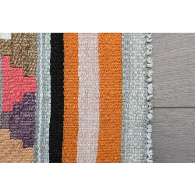 Vintage Turkish Oushak Handmade Wool Cotton Pink Runner Rug 69x333