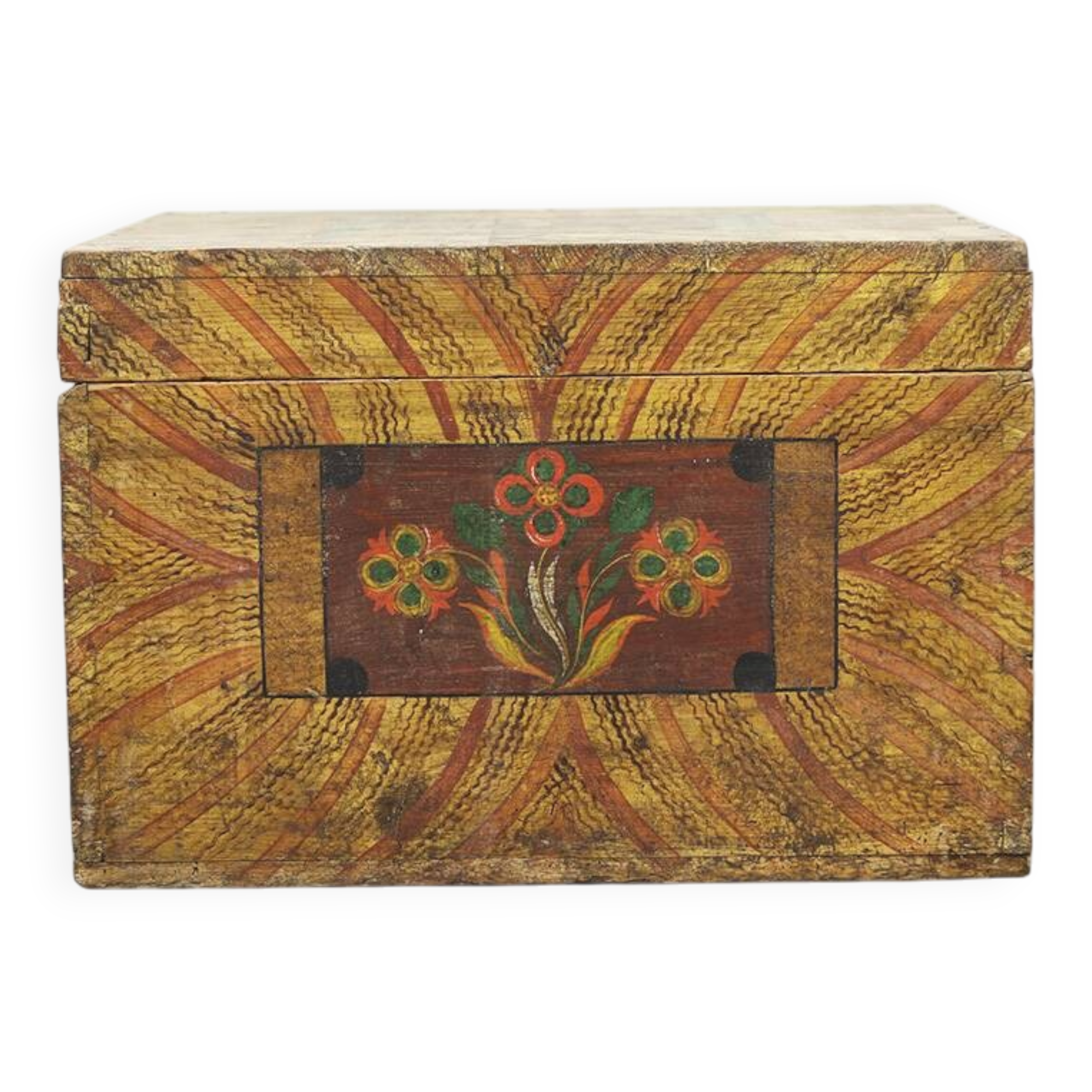 Antique Folk Art Painted bridal chest