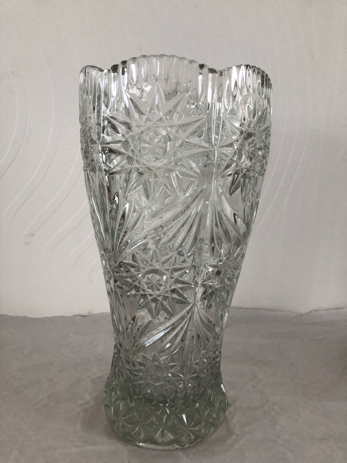 Old vintage chiseled cut glass vase