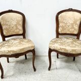 Pair of Louis XV style chairs in solid walnut, 20th century