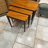 Vintage Scandinavian nesting coffee table in solid teak