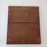Wood and patinated stucco mirror