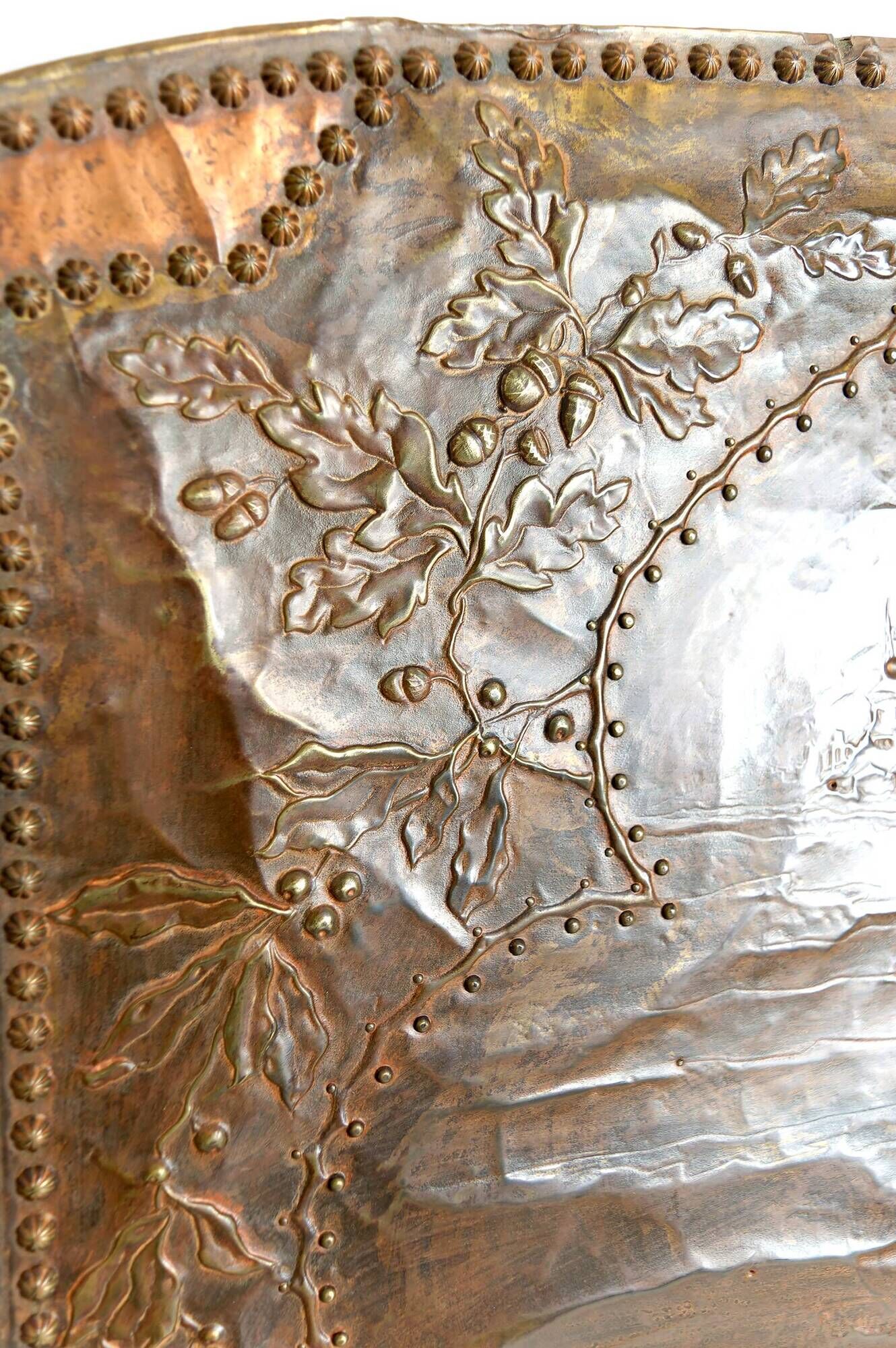 Art Nouveau mirror, "The French Rooster Triumphant over the German Eagle", 1916