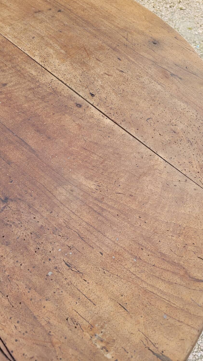 Oval Burgundy Farm Table in solid oak 19th