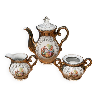 Tea set Italian porcelain gold color