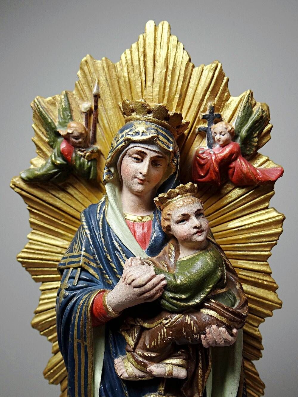 Antique statuette of the Virgin Mary of Perpetual Help, Roman cardboard, Raffl, Paris