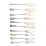 10 mismatched fish knives, silver metal