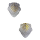 Pair of Italian "Leaf" frosted Murano glass wall sconces, 1970s