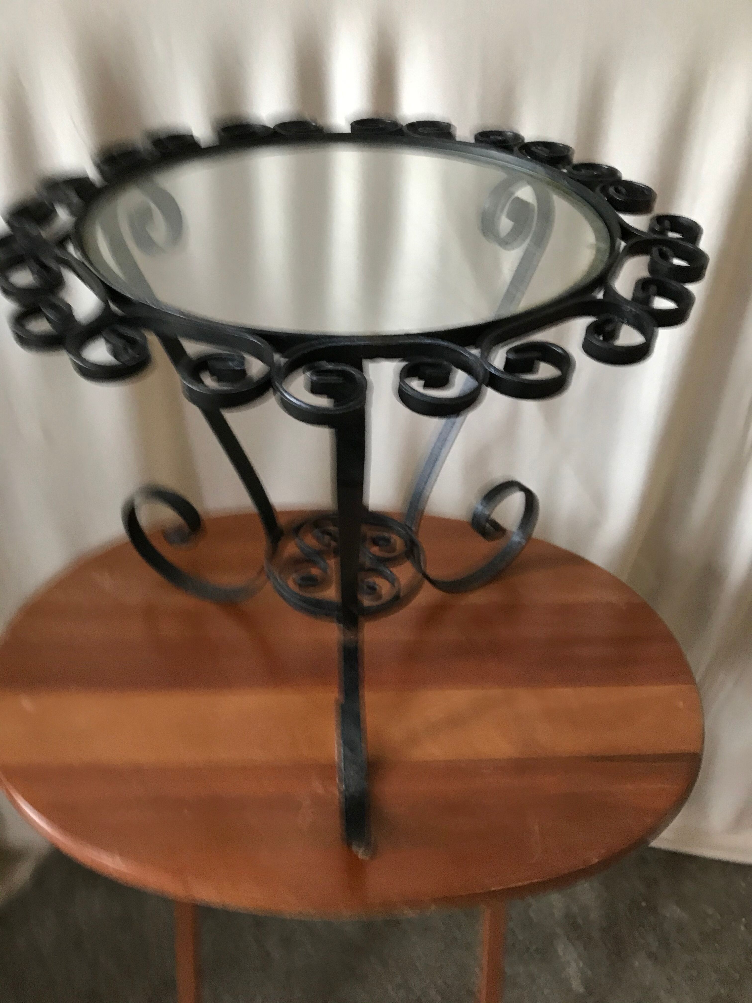 Old black metal table