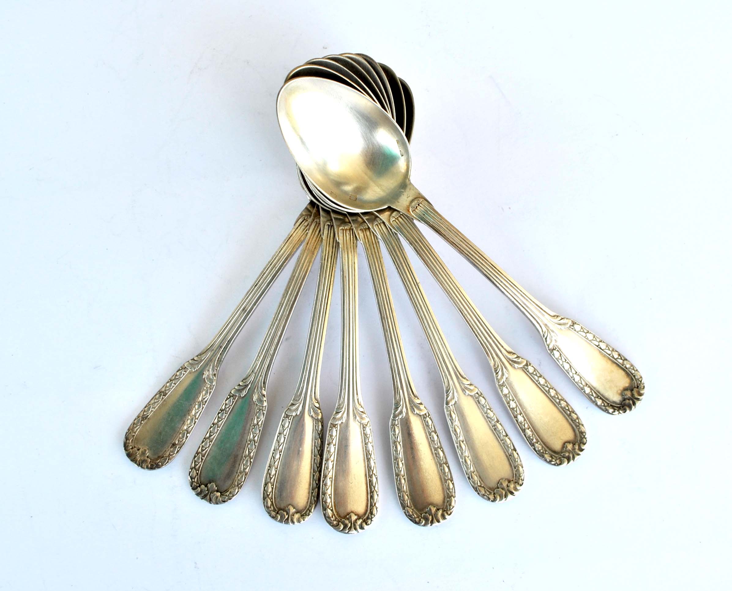 Set of 8 teaspoons in silver metal boulenger rinceaux decoration 14cm