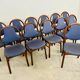 Lot de 12 chaises Baumann vintage assise Skaï bleu