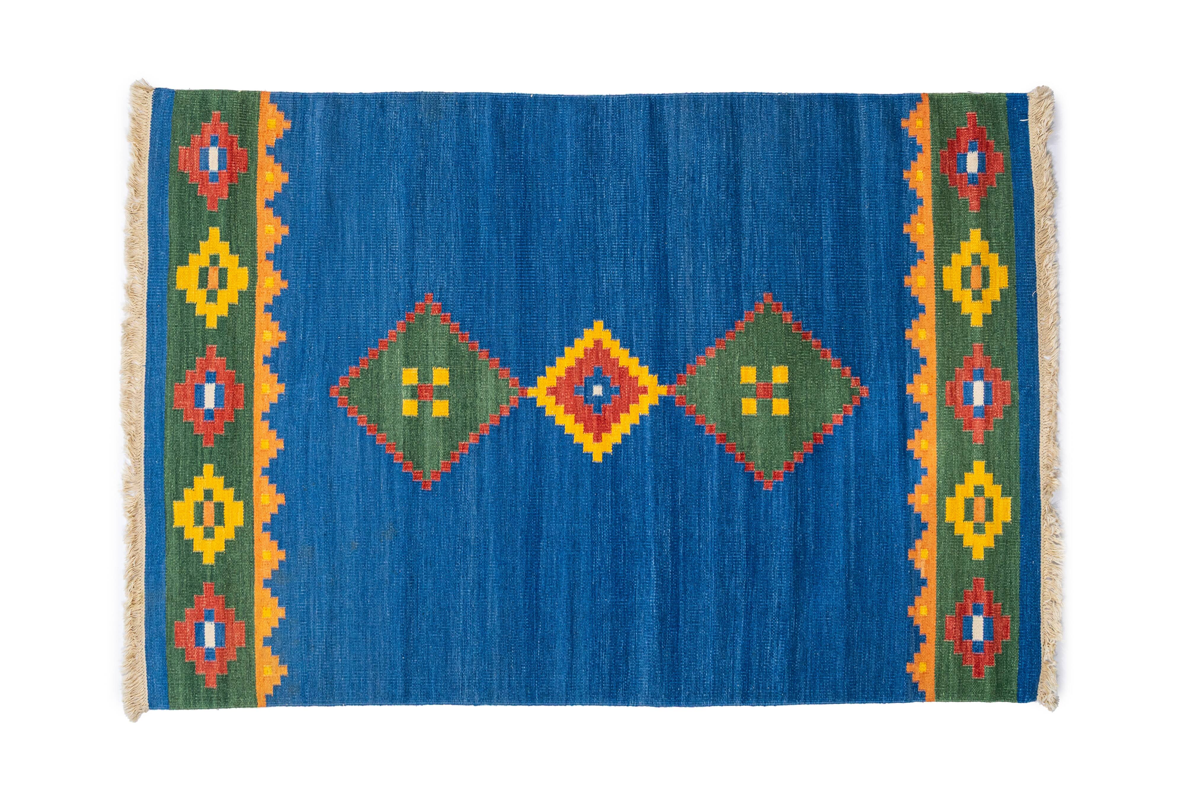 Scandinavian style vintage flat weave/kilim rug. 243 (254) x 164 cm = 96 (1