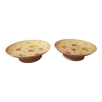 Limoges porcelain Charles Ahrenfeldt Pair of compote bowls with floral decoration