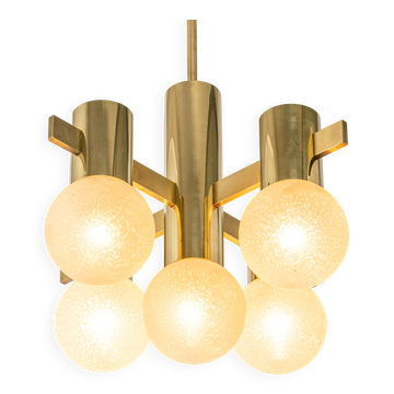 Lustre Sciolari en laiton, Italie, années 1960