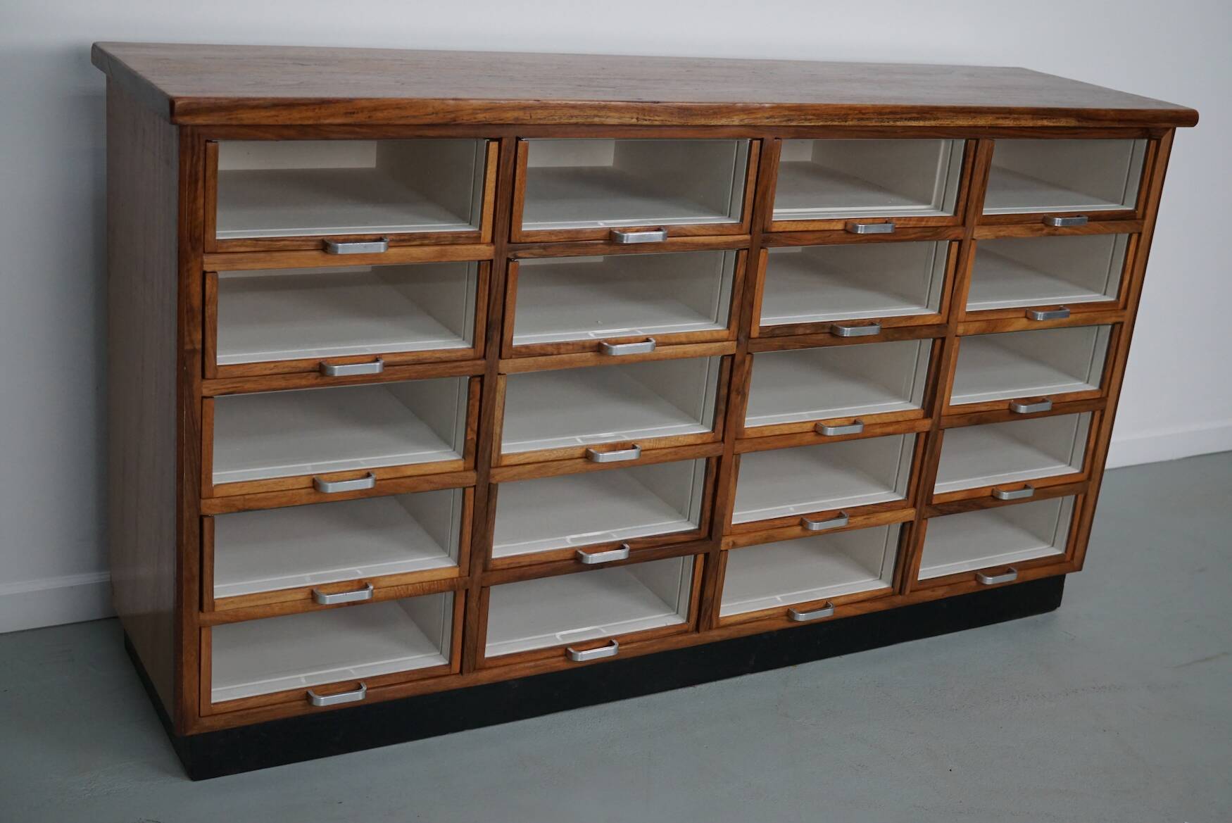 Vintage Dutch Walnut Haberdashery Shop Cabinet / Vitrine, 1950s
