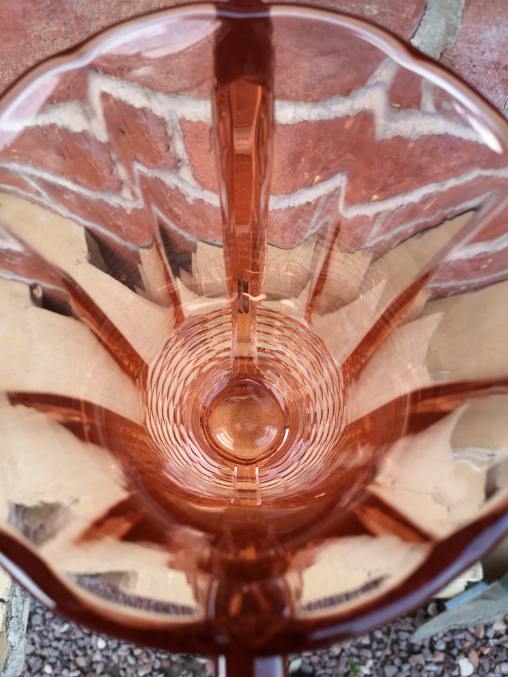 vase val saint lambert molded glass pink pedayer storied art deco