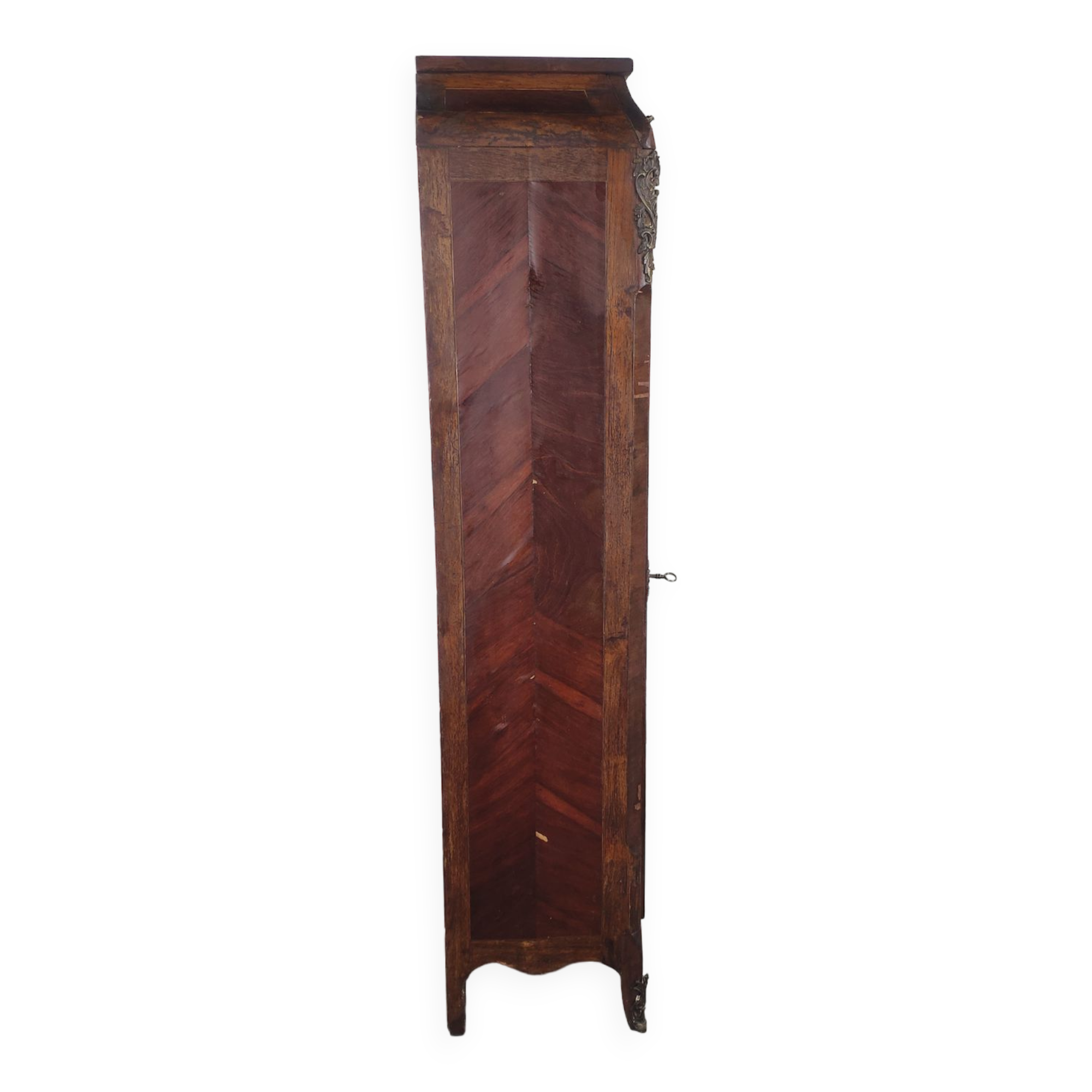 Louis XV showcase with precious wood marquetry